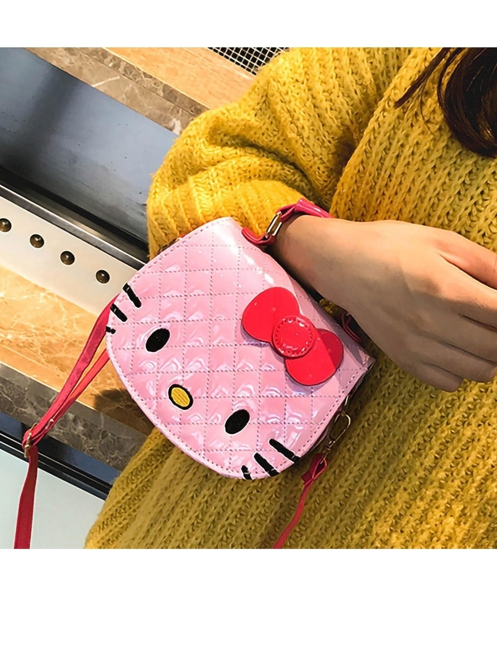 Pink Hello Kitty Face Crossbody Bag - Picture 3 of 5